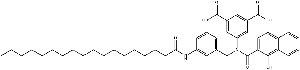 5-[[(1-hydroxy-2-naphthyl)carbonyl][[3-[(1-oxooctadecyl)amino]phenyl]methyl]amino]phthalic acid Struktur