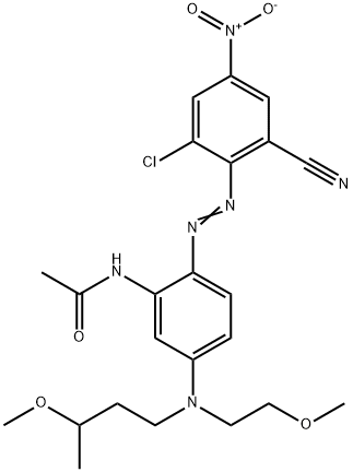 N-[2-[(2-chloro-6-cyano-4-nitrophenyl)azo]-5-[(3-methoxybutyl)(2-methoxyethyl)amino]phenyl]acetamide Struktur