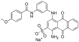 1-Amino-9,10-dihydro-4-[[3-[(4-methoxybenzoyl)amino]phenyl]amino]-9,10-dioxo-2-anthracenesulfonic acid sodium salt Struktur