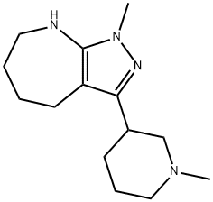 Pyrazolo[3,4-b]azepine, 1,4,5,6,7,8-hexahydro-1-methyl-3-(1-methyl-3-piperidinyl)- (9CI) Struktur