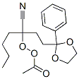 Peracetic acid 1-cyano-1-[2-(2-phenyl-1,3-dioxolan-2-yl)ethyl]pentyl ester Struktur