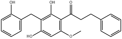 1-[2,4-Dihydroxy-3-[(2-hydroxyphenyl)methyl]-6-methoxyphenyl]-3-phenyl-1-propanone Struktur