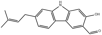 2-Hydroxy-7-(3-methyl-2-butenyl)-9H-carbazole-3-carbaldehyde Struktur