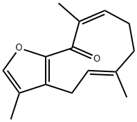 (5E,9Z)-7,8-Dihydro-3,6,10-trimethylcyclodeca[b]furan-11(4H)-one Struktur