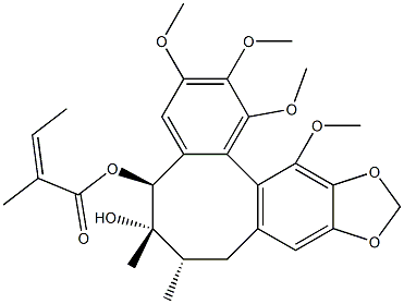 2-BUTENOIC ACID, 2-METHYL-, (5S,6S,7S,13AS)-5,6,7,13A-TETRAHYDRO-6-HYDROXY-1,2,3,13-TETRAMETHOXY-6,7-DIMETHYLBENZO[3,4]CYCLOOCTA[1,2-F][1,3]BENZODIOXOL-5-YL ESTER, (2Z)- Struktur