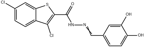 Benzo[b]thiophene-2-carboxylic acid, 3,6-dichloro-, [(3,4-dihydroxyphenyl)methylene]hydrazide (9CI) Struktur