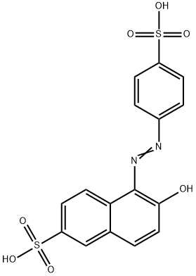 6-hydroxy-5-[(4-sulphophenyl)azo]naphthalene-2-sulphonic acid Struktur