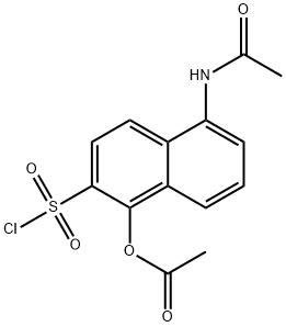 5-(acetylamino)-1-(acetyloxy)naphthalene-2-sulphonyl chloride Struktur