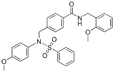 4-[[benzenesulfonyl-(4-methoxyphenyl)amino]methyl]-N-[(2-methoxyphenyl)methyl]benzamide Struktur