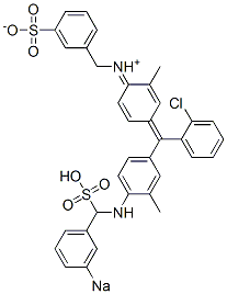 N-[4-[(2-Chlorophenyl)[3-methyl-4-[(3-sodiosulfobenzyl)amino]phenyl]methylene]-2-methyl-2,5-cyclohexadien-1-ylidene]-3-sulfonatobenzenemethanaminium Struktur