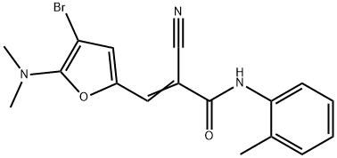 2-Propenamide,  3-[4-bromo-5-(dimethylamino)-2-furanyl]-2-cyano-N-(2-methylphenyl)- Struktur