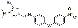 2-Furanamine,  3-bromo-N,N-dimethyl-5-[[[4-[(4-nitrophenyl)thio]phenyl]imino]methyl]- Struktur