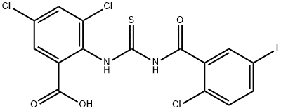 3,5-DICHLORO-2-[[[(2-CHLORO-5-IODOBENZOYL)AMINO]THIOXOMETHYL]AMINO]-BENZOIC ACID Struktur