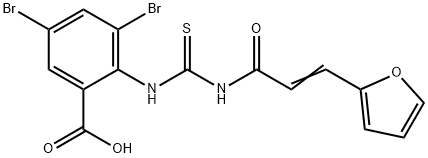 3,5-DIBROMO-2-[[[[3-(2-FURANYL)-1-OXO-2-PROPENYL]AMINO]THIOXOMETHYL]AMINO]-BENZOIC ACID Struktur