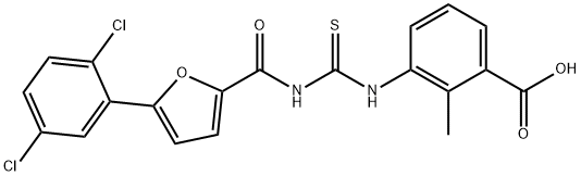 3-[[[[[5-(2,5-DICHLOROPHENYL)-2-FURANYL]CARBONYL]AMINO]THIOXOMETHYL]AMINO]-2-METHYL-BENZOIC ACID Struktur