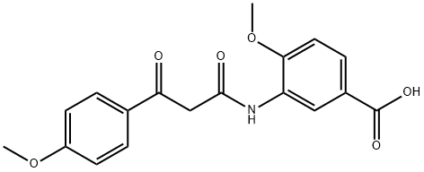 4-methoxy-3-[[3-(4-methoxyphenyl)-1,3-dioxopropyl]amino]benzoic acid  Struktur