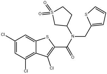 Benzo[b]thiophene-2-carboxamide, 3,4,6-trichloro-N-(tetrahydro-1,1-dioxido-3-thienyl)-N-(2-thienylmethyl)- (9CI) Struktur