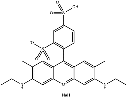 Hydrogen-9-(2,4-disulfonatophenyl)-3,6-bis(ethylamino)-2,7-dimethylxanthylium, Mononatriumsalz