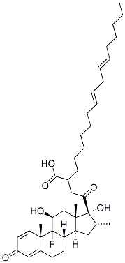 9-fluoro-11beta,17-dihydroxy-16alpha-methylpregna-1,4-diene-3,20-dione 21-[(9E,12E)-octadeca-9,12-dienoate] Struktur