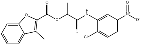 2-Benzofurancarboxylicacid,3-methyl-,2-[(2-chloro-5-nitrophenyl)amino]-1-methyl-2-oxoethylester(9CI) Struktur