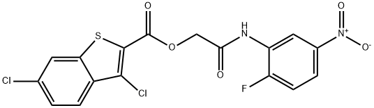 Benzo[b]thiophene-2-carboxylic acid, 3,6-dichloro-, 2-[(2-fluoro-5-nitrophenyl)amino]-2-oxoethyl ester (9CI) Struktur