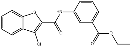 Benzoic acid, 3-[[(3-chlorobenzo[b]thien-2-yl)carbonyl]amino]-, ethyl ester (9CI) Struktur