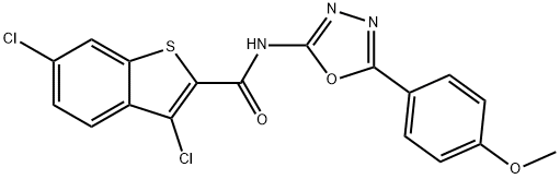 Benzo[b]thiophene-2-carboxamide, 3,6-dichloro-N-[5-(4-methoxyphenyl)-1,3,4-oxadiazol-2-yl]- (9CI) Struktur