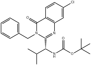 (R)-tert-butyl 1-(3-benzyl-7-chloro-4-oxo-3,4-dihydroquinazolin-2-yl)-2-methylpropylcarbamate Struktur