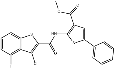 3-Thiophenecarboxylicacid,2-[[(3-chloro-4-fluorobenzo[b]thien-2-yl)carbonyl]amino]-5-phenyl-,methylester(9CI) Struktur