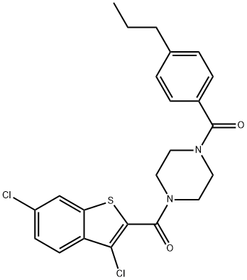 Piperazine, 1-[(3,6-dichlorobenzo[b]thien-2-yl)carbonyl]-4-(4-propylbenzoyl)- (9CI) Struktur