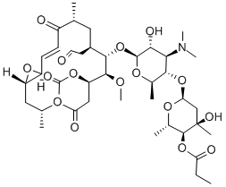 (12S,13S)-9-Deoxy-12,13-epoxy-12,13-dihydro-9-oxoleucomycin V 3-acetate 4''-propanoate Struktur