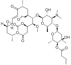 (12S,13S)-9-Deoxy-12,13-epoxy-12,13-dihydro-9-oxoleucomycin V 3-acetate 4''-butanoate Struktur