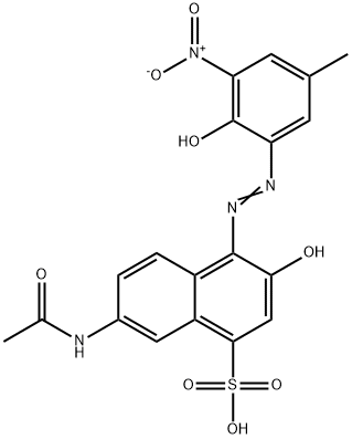 7-(acetylamino)-3-hydroxy-4-[(2-hydroxy-5-methyl-3-nitrophenyl)azo]naphthalene-1-sulphonic acid Struktur