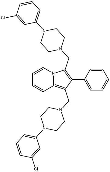 1,3-Bis[[4-(3-chlorophenyl)-1-piperazinyl]methyl]-2-phenylindolizine Struktur