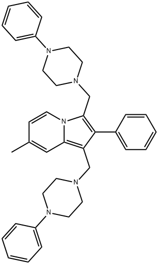 1,3-Bis[(4-phenyl-1-piperazinyl)methyl]-7-methyl-2-phenylindolizine Struktur