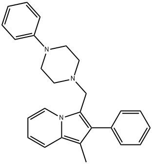 2-Phenyl-3-[(4-phenyl-1-piperazinyl)methyl]-1-methylindolizine Struktur