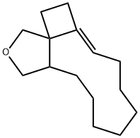 4,5,7,8,9,10,11,12,13,13a-decahydro-1H,3H-cyclobuta[1,11]cycloundeca[1,2-c]furan Struktur