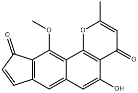 5-Hydroxy-11-methoxy-2-methylcyclopenta[6,7]naphtho[1,2-b]pyran-4,10-dione Struktur