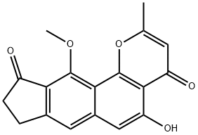 8,9-Dihydro-5-hydroxy-11-methoxy-2-methylcyclopenta[6,7]naphtho[1,2-b]pyran-4,10-dione Struktur