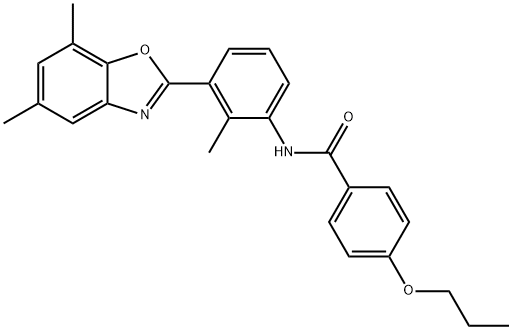 Benzamide, N-[3-(5,7-dimethyl-2-benzoxazolyl)-2-methylphenyl]-4-propoxy- (9CI) Struktur