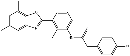 Benzeneacetamide, 4-chloro-N-[3-(5,7-dimethyl-2-benzoxazolyl)-2-methylphenyl]- (9CI) Struktur