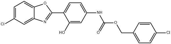 Carbamic acid, [4-(5-chloro-2-benzoxazolyl)-3-hydroxyphenyl]-, (4-chlorophenyl)methyl ester (9CI) Struktur