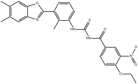 Benzamide, N-[[[3-(5,6-dimethyl-2-benzoxazolyl)-2-methylphenyl]amino]thioxomethyl]-4-ethoxy-3-nitro- (9CI) Struktur