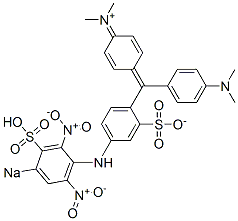 N-Methyl-N-[4-[(4-dimethylaminophenyl)[4-[(2,6-dinitro-4-sodiosulfophenyl)amino]-2-sulfonatophenyl]methylene]-2,5-cyclohexadien-1-ylidene]methanaminium Struktur