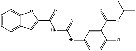 Benzoic acid, 5-[[[(2-benzofuranylcarbonyl)amino]thioxomethyl]amino]-2-chloro-, 1-methylethyl ester (9CI) Struktur