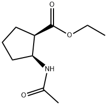 Cyclopentanecarboxylic acid, 2-(acetylamino)-, ethyl ester, (1R,2S)- (9CI) Struktur