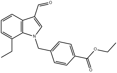 Benzoic acid, 4-[(7-ethyl-3-formyl-1H-indol-1-yl)methyl]-, ethyl ester (9CI) Struktur