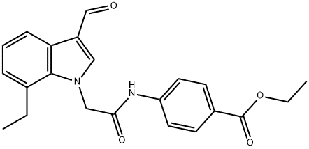 Benzoic acid, 4-[[(7-ethyl-3-formyl-1H-indol-1-yl)acetyl]amino]-, ethyl ester (9CI) Struktur