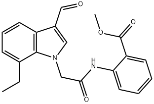 Benzoic acid, 2-[[(7-ethyl-3-formyl-1H-indol-1-yl)acetyl]amino]-, methyl ester (9CI) Struktur