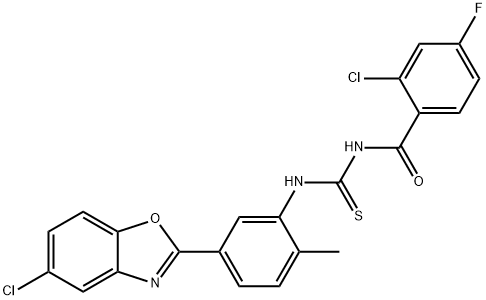 Benzamide, 2-chloro-N-[[[5-(5-chloro-2-benzoxazolyl)-2-methylphenyl]amino]thioxomethyl]-4-fluoro- (9CI) Struktur